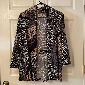 Kasper animal print light weight cardigan
